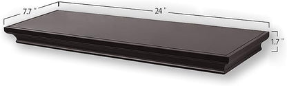 AHDECOR Floating Shelves Wall Mounted, Deeper Wall Storage Shelf for Home Décor, Super Sturdy, Easy to Install, 24” Wide, 7.75” Deep, Espresso Brown