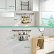 NADAMOO Kitchen Utensil Hanger and Spice Rack with Towel Rack Holder，Wall Mount Space Saving Metal Storage Organizer for Pantry, Countertop, Bathroom