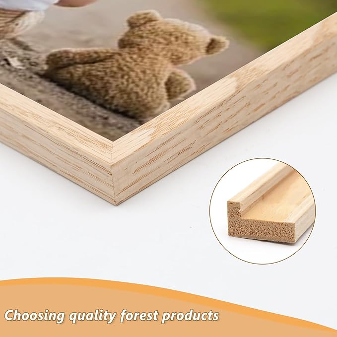 5x7 Picture Frame, OAK Wood Photo Frame with Perspex Glass for Vertical or Horizontal Tabletop Wall Display for Photos, Paintings, Posters, Artwork, Birthday Christmas Gift, Set of 3