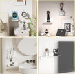 Small White Shelves for Wall, 4.92 Inch Metal Floating Shelves for Echo, Cameras, Small Speaker, Adhesive Display Ledges, No Drilling Wall Shelves for Bathroom, Living Room, Bedroom, 2 Pack
