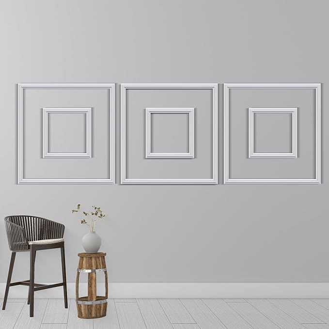 3 PCS Premade Wainscoting Panels Accent Wall Panels For Interior Wall Decor Easy DIY Build And Batten Chair Rail & Picture Frame Door Decor (20 x 20 + 10 x 10in)