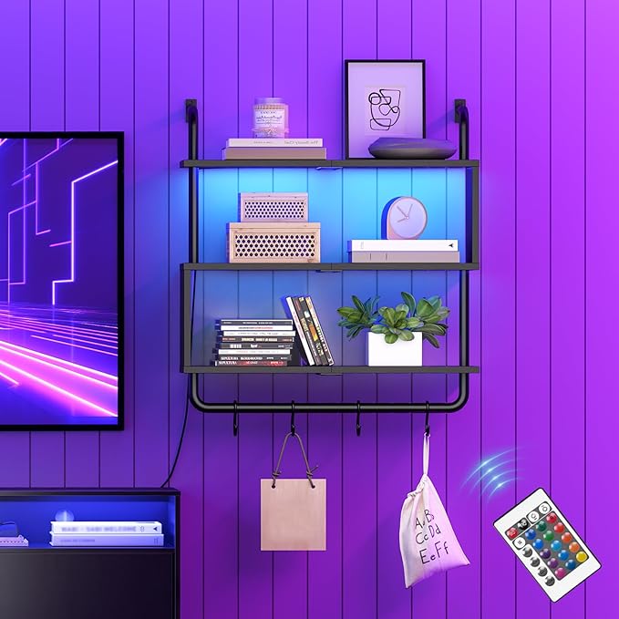 HOOBRO Floating Shelves with LED Lights, 29.5
