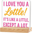 Valentines Desk Decor, Happy Valentine's Day Home Office Table Sign for Porch Tiered Tray Shelf Party, Rustic Romantic Acrylic Gifts Decorations for Him Her Wife, I Love You A Lottle