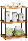 Furinno TURN-N-TUBE Storage Shelves, 3-Tier Book Shelf, Corner Shelf, Toolless Open Shelves, for Organization and Storage, Living Room, Garage, Home Office, Light Cherry