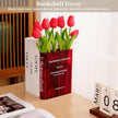 Puransen Red Book-Shaped Vase for Flowers - Aesthetic Room Decor for Modern Home/Office, Minimalist Shelf Organizer with Floral Display, for Book Lovers & Interior Design Enthusiasts