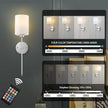 Battery Operated Wall Sconces Set of Two, with Remote Control, Dimmable, 4 Color Temperatures, RGB, Timer, Wireless Rechargeable Wall Light for Living Room, Bedroom, Fireplace, 23.6 Inch, Chrome
