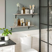 DINZI LVJ Wall Shelves, 23.6 x 7.9 x 6.1 Inch Floating Shelves for Wall, Set of 2, Easy-to-Install Wall Storage Ledges with Sturdy Metal Brackets for Living Room, Bathroom, Kitchen, Greige