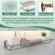 3 Pack 20 Inch Glass Bathroom Shelves for Wall, Wall Mount Glass Shelves with Stainless Steel Rail, Modern Floating Bathroom Shelf Organizer, Rectangular Room Decor for Sink, Over Toilet