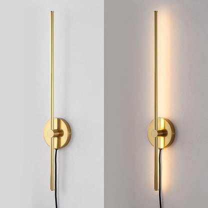 JONATHAN Y 27.25" Brass Gold 1-Light Modern Integrated LED Wall Sconce, Minimalist Plug-in Adjustable Bar Lamp for Bedroom Living Room, Dimmable Iron Metal Wall Light, 3000K (JYL7136B)
