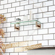 KOKOSIRI Wall Shelves Bathroom Hardware Glass Floating Shelf Small Hanging Rack Storage/Room Decor 16-Inch Champagne Bronze 2 Pack B1105CPG-L16-P2