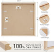 puthiac 12x12 Solid Oak Wood Picture Frame, Fits 8x8 with Mat or 12x12 Without Mat, Wall Display Only, Plexi Front, 3 Pack, Natural Oak