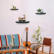 Cityelf Floating Shelves Wall Mounted Wall Decor Iron Glass Hanging Shelf Home Decor Set of 3 Display Ledge Shelves for Living Room Bedroom Office-Black