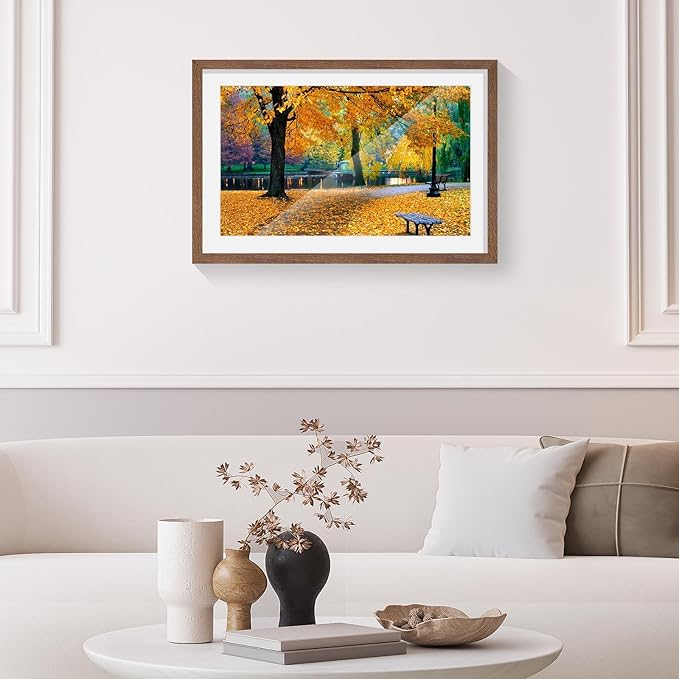 puthiac 13x19 Solid Oak Wood Picture Frame, Fits 11x17 with Mat or 13x19 Without Mat, Wall Display Only, Vertical or Horizontal, Plexi Front, 3 Pack, Walnut