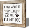 Coffee Bar Decor, Funny Coffee Wooden Block Sign Decorations, for Home Kitchen Office Cafe Bar Wall Table Top Shelf Decoration, Rustic Wooden Table Top Decor 5.9×5.9 inch