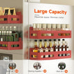 4 Pack Strong Magnetic Spice Rack for Refrigerator, Multipurpose Magnetic Shelf for Fridge with 4 Hooks for kitchen and Bathroom Organization, Red