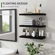 Marsmiles Wood Floating Shelves for Wall Set of 3, 17 Inch Wide Rustic Wooden Floating Shelves, Invisible Wall Mounted Display for Living Room Bedroom Kitchen Bathroom Office, Black