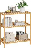 HOOBRO Bamboo Storage Shelf, 3-Tier Freestanding Shelving Unit, Multifunctional Storage Rack with Back Panel, 23.6 x 10.2 x 26 inches, for Bathroom, Living Room, Balcony, Kitchen, Natural YL94CJ01