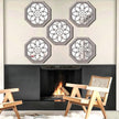 2 PCS Octagon Wall-Mounted Mirrors,Vintage Farmhouse Mirror for Wall Decor,Barn Wood Color Decorative Accent Mirror for Foyer, Bathroom, Bedroom. (12”x12”)