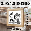 Funny Coffees Decor Sign A Coffee A Day Keeps The Grumpy Away Vintage Coffees Signs Funny Wood Wall Decor Farmhouse Cafe Sign Wall Decoration For Kitchen Office Bar Gift For Coffee Lovers 5.9x5.9 Inch