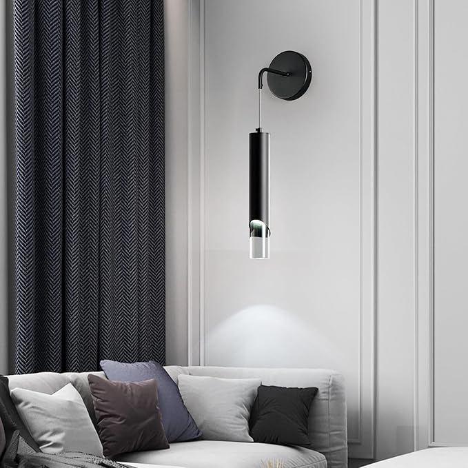 Black Wall Sconces Set of Two Modern LED Wall Lights Acrylic Wall Lighting Bathroom Vanity Light Fixture Indoor Wall Fixture for Bedroom Bedside Corridor Hallway Living Room