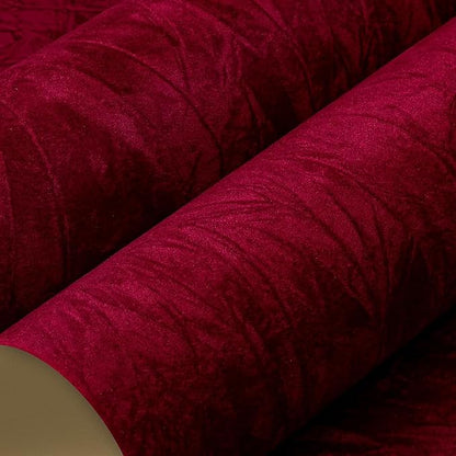 LaCheery Dark Red Velvet Wallpaper Peel and Stick Burgundy Wallpaper for Bedroom Flocked Velvet Wallpaper Red Fabric Wall Paper Textured Felt Liner Contact Paper for Drawers Jewelry Box Wall 15.8"x79"
