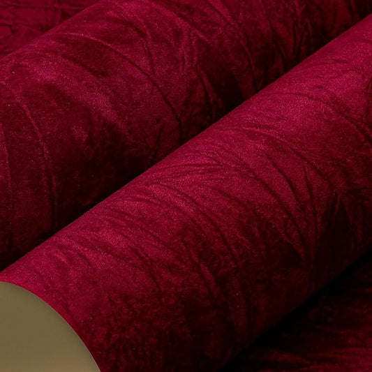 LaCheery Dark Red Velvet Wallpaper Peel and Stick Burgundy Wallpaper for Bedroom Flocked Velvet Wallpaper Red Fabric Wall Paper Textured Felt Liner Contact Paper for Drawers Jewelry Box Wall 15.8"x79"