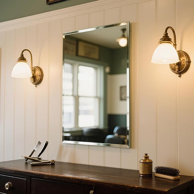 Rectangular Beveled Bathroom Mirrors, 24X32 inch Square Frameless Mirror, Rectangular Frameless Mirrors，Beveled Bathroom Mirror。