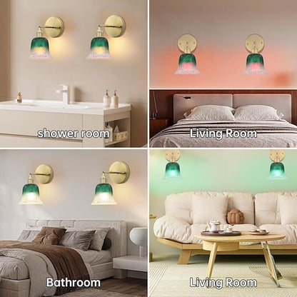 GEEZO Vintage Battery Operated Wall Sconce, with Rechargeable Battery Powered Wall Light with Remote Control for Bedside Bedroom