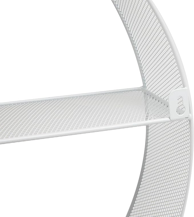 Mind Reader Circular Floating Shelves, Wall Decor, Accent Shelf, Office, Bathroom, Metal Mesh, 18" L x 4" W x 18" H, White