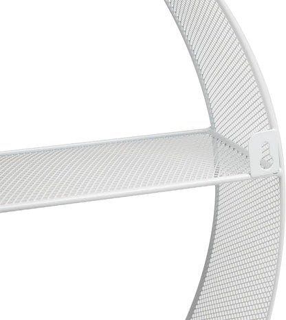 Mind Reader Circular Floating Shelves, Wall Decor, Accent Shelf, Office, Bathroom, Metal Mesh, 18" L x 4" W x 18" H, White