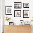 Vittanly 12x12 Picture Frames Set of 9, Shatter Resistant Plexiglass, Display 8x8 Pictures with Mat or 12x12 without Mat, Photo Frames for Wall Mount, Engineered Wood, Black