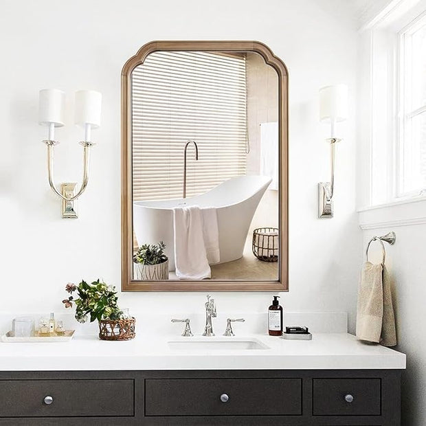 WallBeyond 24" x 36" Natural Wood Mirror for Wall Mounted, Rustic Wood Frame Wall Mirrors Decorative for Living Room or Bathroom Mirror (Natural Color)