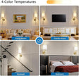 Battery Operated Wall Sconce Set of 2, Brushed Gold Rechargeable Wall Lights with Remote Control and Dimmable LED Bulbs, 13 Light Colors Wireless Wall Lamps for Bedroom Living Room Hallway (Gold)