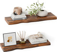 Floating Shelves for Wall Rustic Farmhouse 24 Inch Floating Shelf Wooden Shelves for Wall Mounted Live Edge Pine Shelf with Unique Natural Grain for Living Room Bedroom Kitchen (Golden Oak Finish)