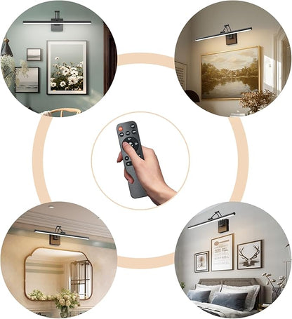 Tipace Hard-Wired LED Picture Light Fixtures,23.6IN 3CCT Dimmable Metal Artwork Display Lamp with Remote Control,Black Modern Picture Frame Lights for Paintings