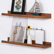MBYD Floating Wall Shelves Wood Photo Picture Ledge Shelf, 24 Inch Light Walnut Nursery Kids Bookshelf 3 Same Sizes, Kitchen Spice Rack Bathroom Storage Shelves, Wall Mounted Shelves for Bedroom