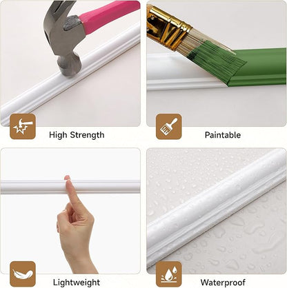 Peel and Stick Wall Molding Kit, INMOZATA 3 Sets 3D Pre-Cut Accent Molding Trim Wainscoting Panels for Interior Wall Decor Living Room Bedroom Entryway (54" x 24")