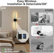 Shineled Wall Sconces Set of 2, 29'' Battery Wall Sconce with Remote Control, 350° Black Rotatable Dimmable Wall Lamp, Wireless Wall Lights for Bedroom, Living Room