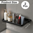 2Pcs Bathroom Shelves No Drill Wall Mounted Foldable Shlf Small Floating Metal Adhesive Shelves for Laundry Toilet Room Shower Wall Organizer (Black)