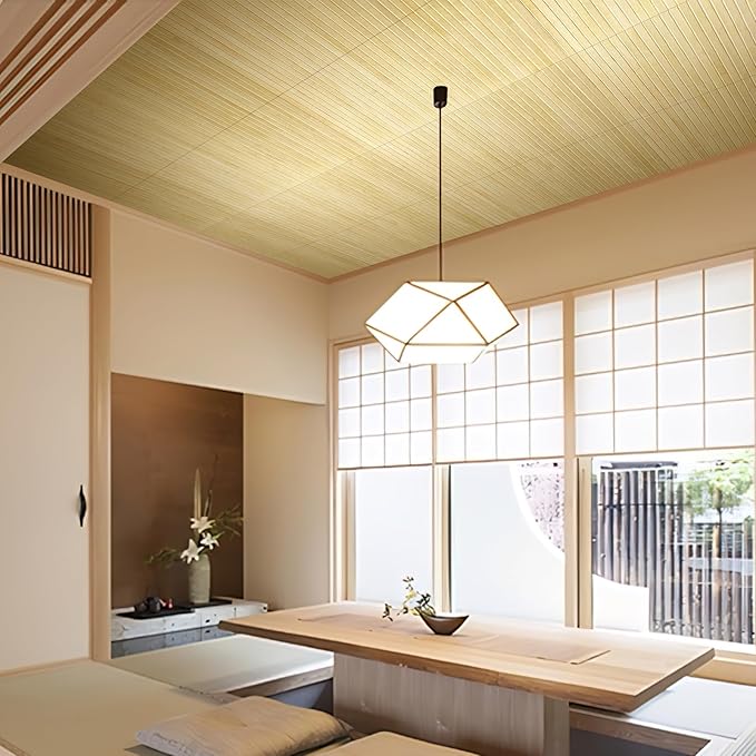 Natural Bamboo Wall Panel for Interior Wall Decor, Renewable Pole Wrap Wainscoting Paneling for Wall Ceiling Furniture Cabinet Office, 12 x 96 Inch, Raw
