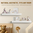 32 Inch Picture Ledge Shelf with Lip,Floating Shelves for Wall, Set of 2 Solid Pine Wood Shelves with Invisible Brackets, Wall Storage for Living Room, Bedroom, Kitchen, Bathroom(White)