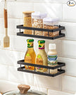 Baffect Metal Spice Rack Wall Mount Floating Shelves 2 Pack Black Storage organizer for Cabinet Door Pantry Kitchen Bathroom Supplies (13.7inches length)