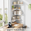 Love-KANKEI Corner Shelf Wall Mounted,Floating Wall Shelves for Storage,Rustic Wood Hanging Shelves for Display,Bedroom Bathroom Living Room Kitchen,Set of 4,White