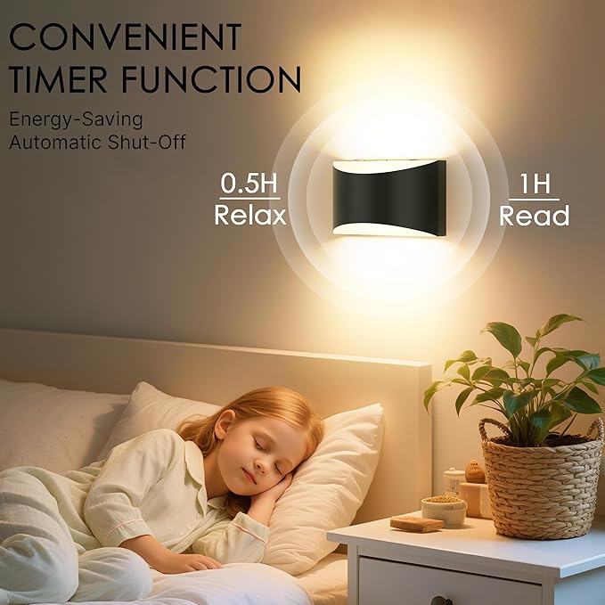 FOLKSMATE Battery Operated Wall Sconces Set of 4, Rechargeable Remote & Touch Control Wall Lamps, 3 Color Temperatures, Cordless Dimmable Lamp for Bedroom, Living Room, Hallway