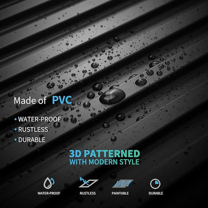 Art3d 6-Pack Slat Design 3D Wall Panels for Interior Wall Decor, 2x4 FT PVC Decorative Drop Ceiling Tiles - Black