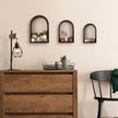 3 Set Wall Shelf 9.8 x 7.1 Inch Wooden Hanging Shelf Deep Display Storage Shelves Floating Shelves for Home Office Room Mini Figures Potted Plants Wall Decor(Arched,Brown)