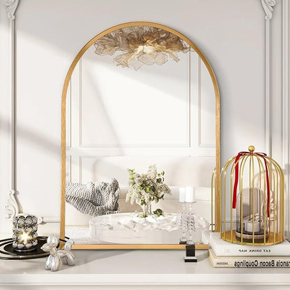 Arched Wall Mirror, Arch Bathroom Mirror, for Vanity Living Room Bedroom Mantel Entryway Hallways Home Decor Aluminum Alloy Frame Large 28"x20"