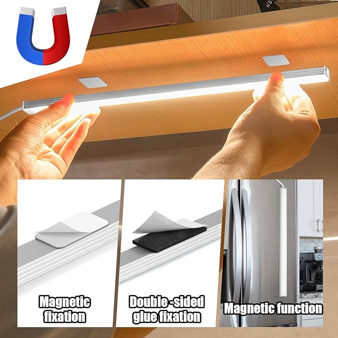 Under Cabinet Lights, 12 Inch Plug in Light Bar, LED Closet Light, 6000K Cool White Light, Ultra Thin Dimmable Light Bar, Suitable for Kitchen/Desk/Closet/Workbench