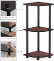 Furinno TURN-N-TUBE Corner Shelf, 3-Tier Corner Bookshelf, Display Storage Shelves with Open Shelves, for Organization and Storage, Living Room, Home Office, Garage, Dark Cherry
