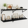 Floating Shelves, 12 Inch Deep Rustic Wood Wall Storage, 48W x 12D Wall Shelves Set of 2, Heavy Duty Metal Brackets, Large Industrial Book Shelf for Living Room, Kitchen, Bedroom, Black